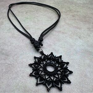 Black Filigree Sunburst Pendant Necklace - Women's Jewelry